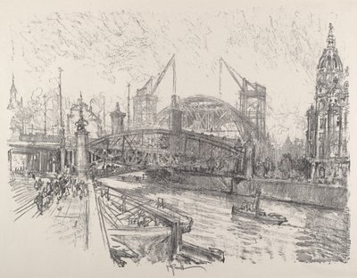 Building the Freidrich-Strasse Station, 1921 by Joseph Pennell
