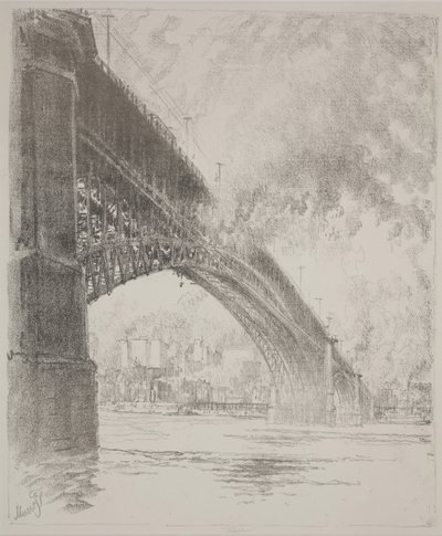 East Bridge, St Louis by Joseph Pennell