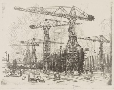 English War Work: The Old Shipyard by Joseph Pennell