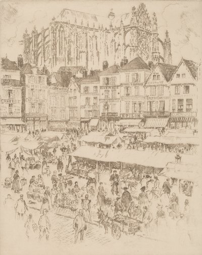 La Place, Beauvais, 1907 by Joseph Pennell