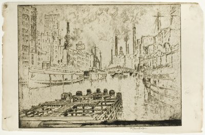 Lake Steamers, Chicago by Joseph Pennell