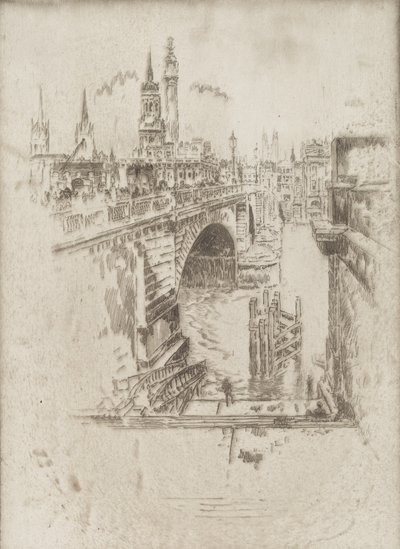 London Bridge Stairs by Joseph Pennell