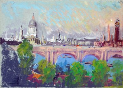 London over Waterloo Bridge by Joseph Pennell