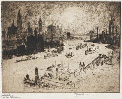New York from Williamsburg Bridge by Joseph Pennell