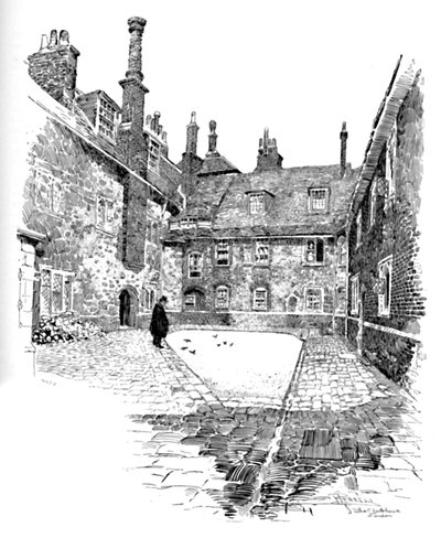Old Charterhouse: In Washhouse Court by Joseph Pennell