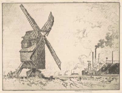 Old and New Mills, Valenciennes by Joseph Pennell