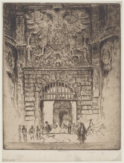 Puerta Visagara, Gate of Madrid, Toledo by Joseph Pennell