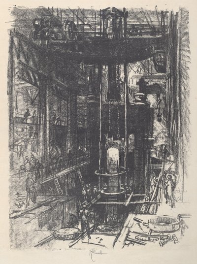 Shaping a Gun from an Ingot, 1917 by Joseph Pennell