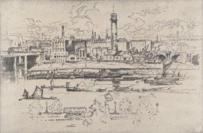 Shot Tower Between the Bridges, 1910 by Joseph Pennell