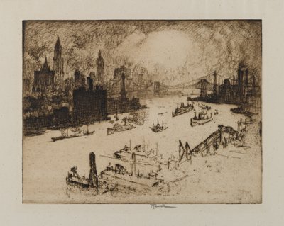 Sunset from Williamsburg Bridge, 1915 by Joseph Pennell