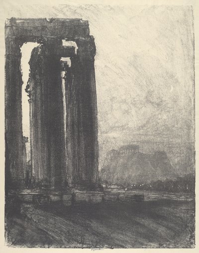 Temple of Jupiter, Evening by Joseph Pennell