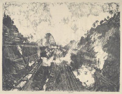 The Cut, Looking toward Ancon Hill by Joseph Pennell