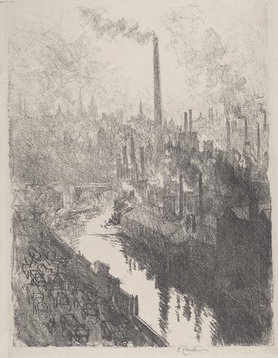 The Great Chimney, the Motor Park by Joseph Pennell