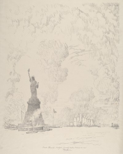 The Statue, New York Bay by Joseph Pennell