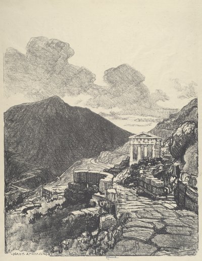 The Treasury of Athens, Delphi by Joseph Pennell