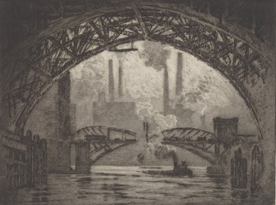 Under the Bridges, Chicago, 1910 by Joseph Pennell