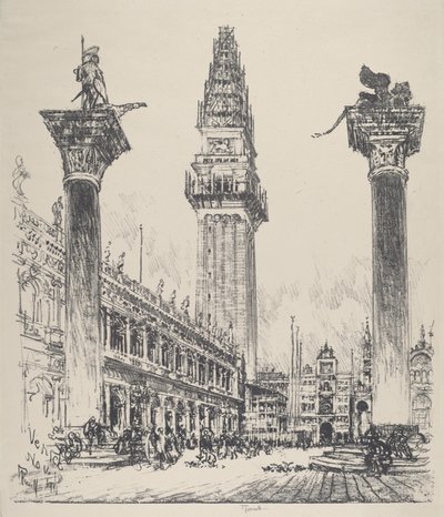 Venice, Rebuilding the Campanile by Joseph Pennell