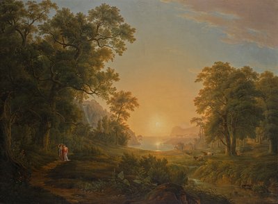 Forest Landscape with Sunrise by Joseph Rebell