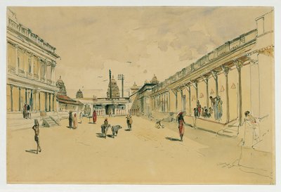 Street in Madras with a Temple by Joseph Selleny