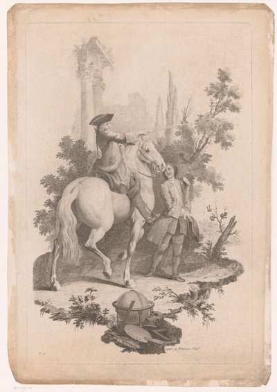 Young Man on Horseback with a Servant by Joseph Wagner