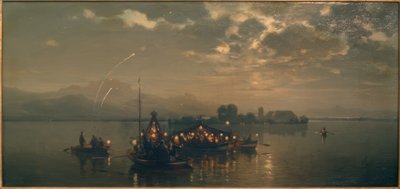 Night Boat Ride on Lake Chiemsee by Joseph Wopfner