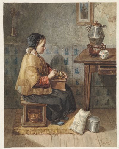 Girl Sitting on a Stool by Joseph de Groot