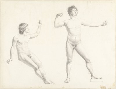 Two Male Nude Studies by Josephus Augustus Knip