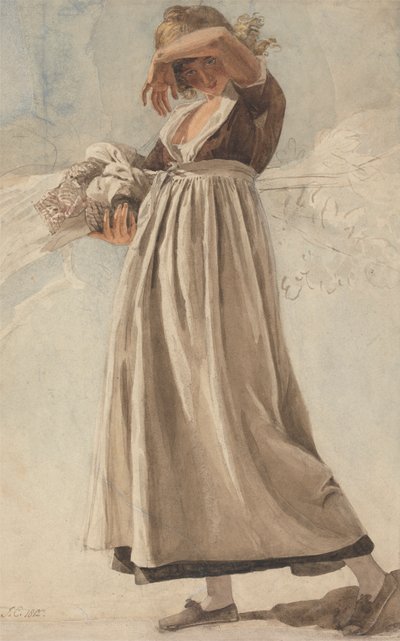 A Peasant Girl Shading Her Eyes by Joshua Cristall