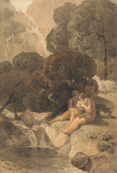 Arcadian Shepherds by a Pool by Joshua Cristall
