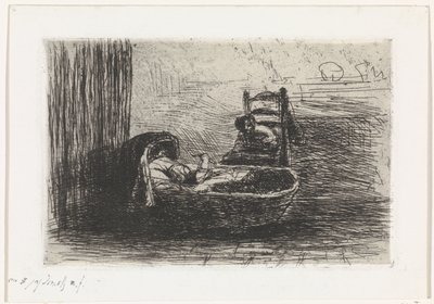 Child in Cradle by Jozef Israëls (signed by artist)