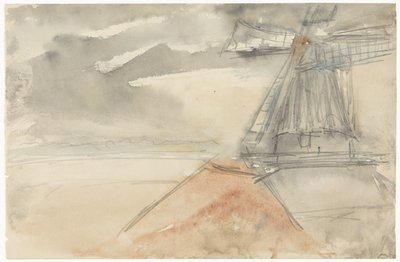 Mill with Turbulent Sky by Jozef Israëls
