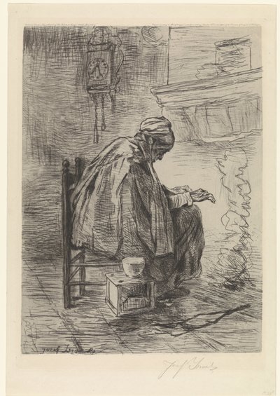Old Woman by the Hearth by Jozef Israëls