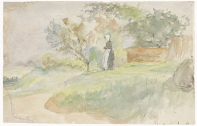 Standing Woman in a Landscape by Jozef Israëls