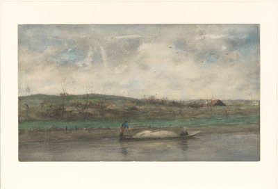 Sand Boat Sailing through Rolling Landscape by Jozef Neuhuys