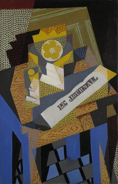 Newspaper and Fruit Dish, 1916 by Juan Gris
