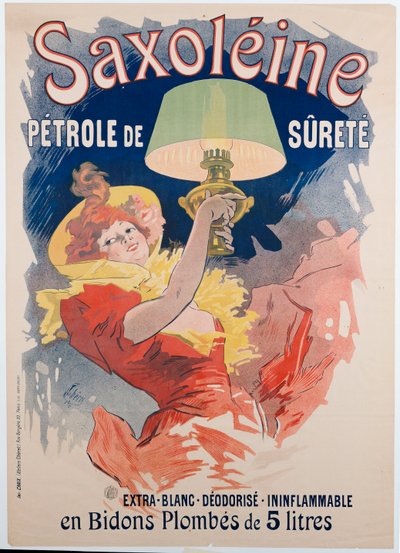 Poster Advertising Saxoleine, Safety Lamp Oil by Jules Cheret