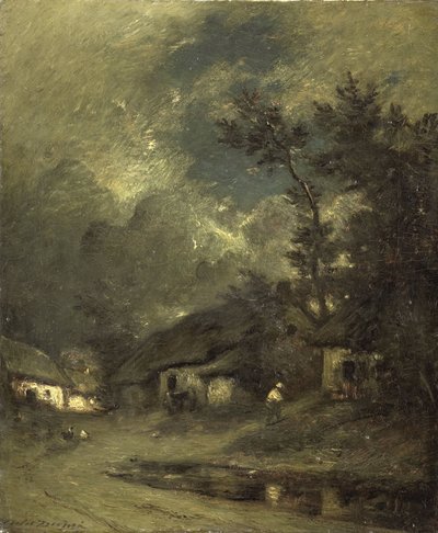 A Village by Night by Jules Dupré