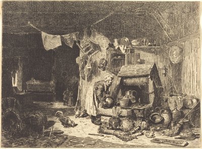 Interior of a Farmhouse by Jules Dupré