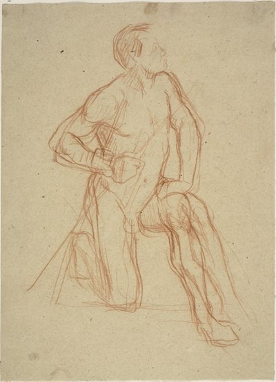 Male Figure Kneeling by Jules Elie Delaunay