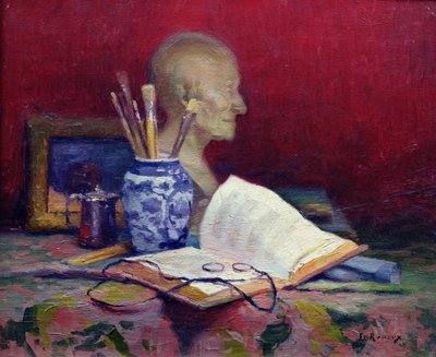 Still Life with Head of Voltaire by Jules Ernest Renoux