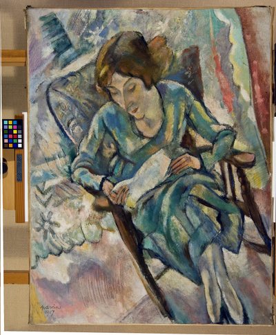 Girl in Green Reading by Jules Pascin