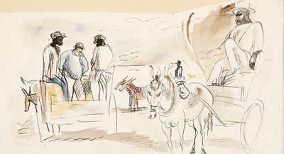 Slaves and Two Carts by Jules Pascin