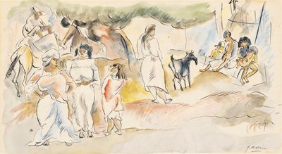 Southern Figures and Goat by Jules Pascin