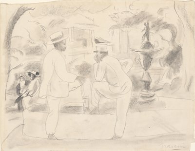 Two Men in the Park, Havana by Jules Pascin