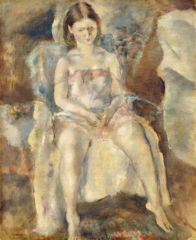 Young Girl Sitting by Jules Pascin