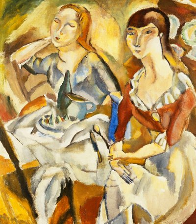 Young Girls Sitting Together by Jules Pascin
