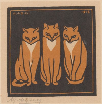 Three cats by Julie de Graag (signed by artist)