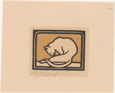 Cat Washing Itself by Julie de Graag (signed by artist)