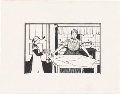 Woman and Girl Setting a Table by Julie de Graag