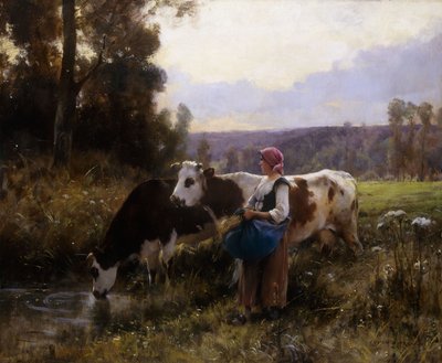 Cows at the Watering Hole by Julien Dupre